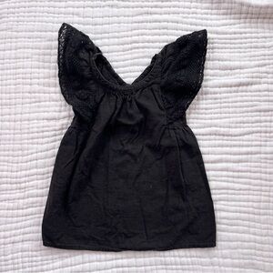 Old Navy Black Crochet Flutter Sleeve Dresss